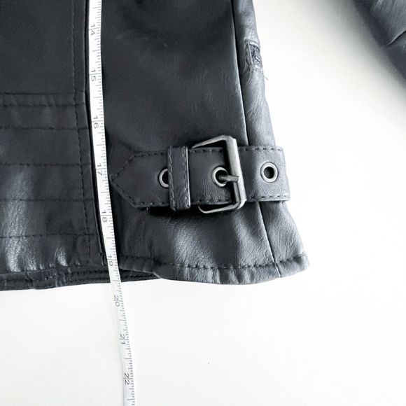 Banana Republic Womens Moto Faux Leather Jacket Full Zip Mock Neck Black XS - Picture 6 of 7